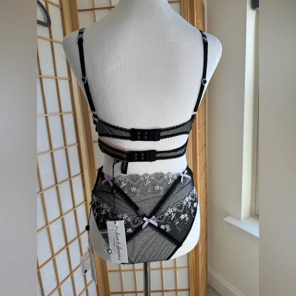2pc NWT For Love & Lemons "Amour" Set, Retro Longline bra & panty - Picture 7 of 14